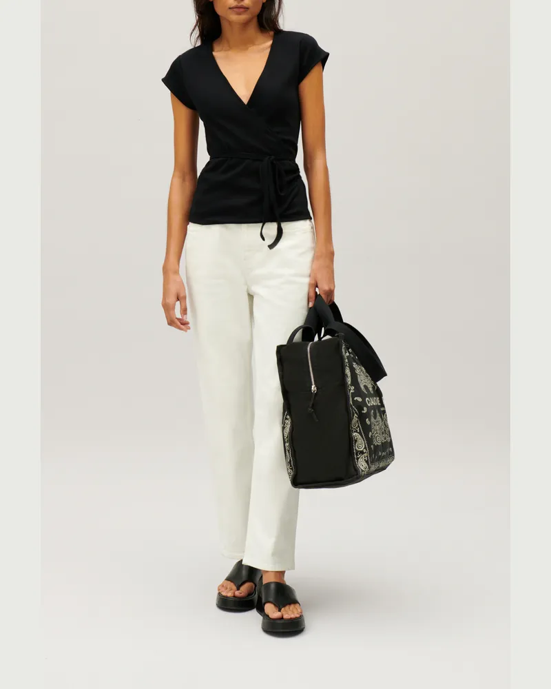 Claudie Pierlot Schwarzes Wickeltop Schwarz