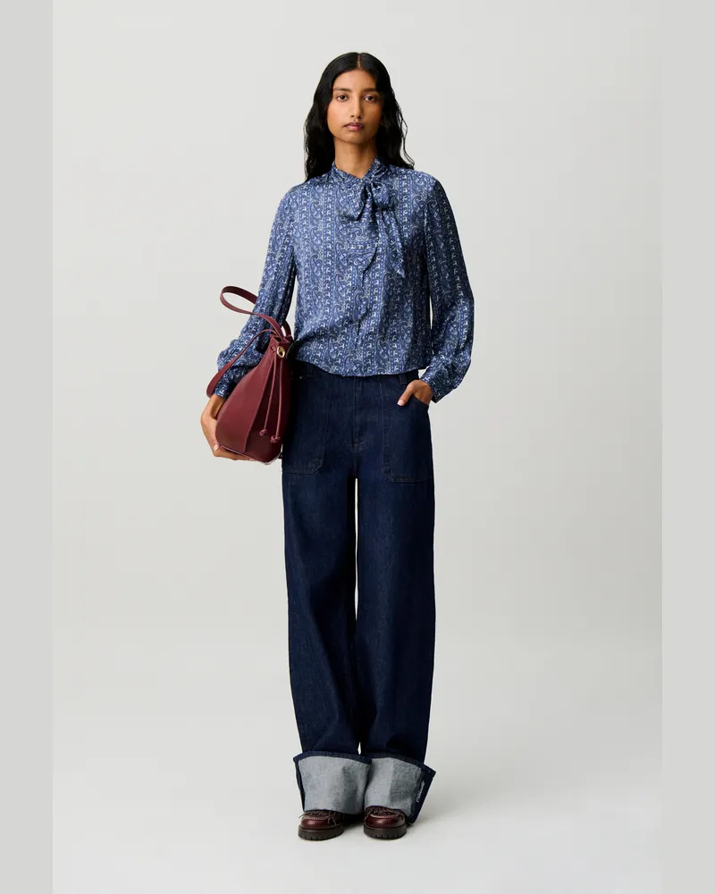 Claudie Pierlot Bedruckte Schluppenbluse Dunkler