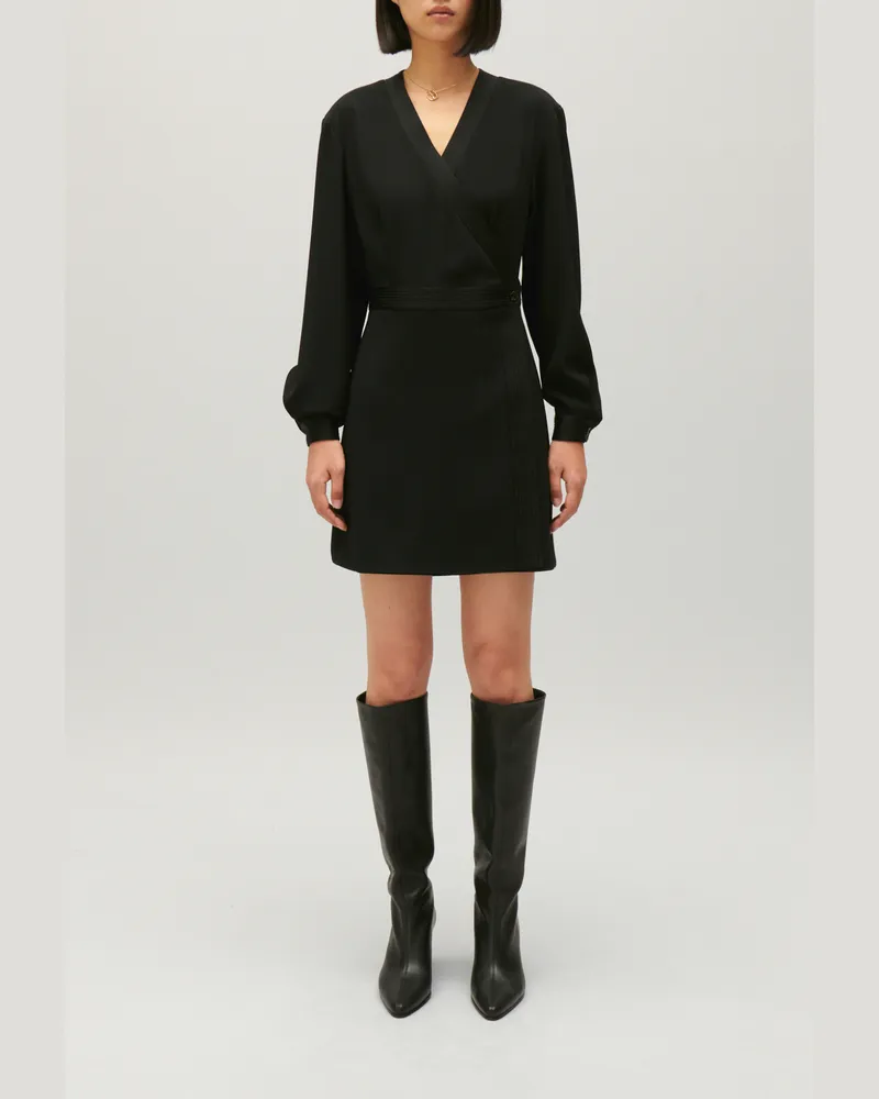 Claudie Pierlot Kurzes Wickelkleid in Schwarz Schwarz