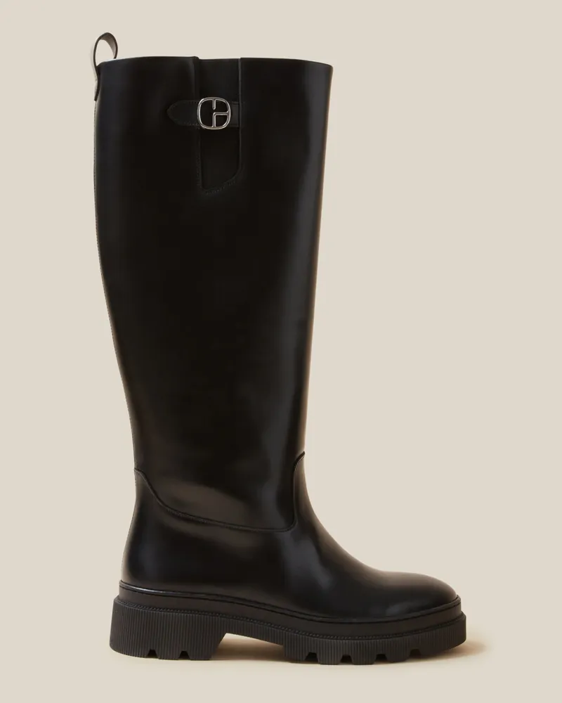 Claudie Pierlot Hohe Lederstiefel Schwarz