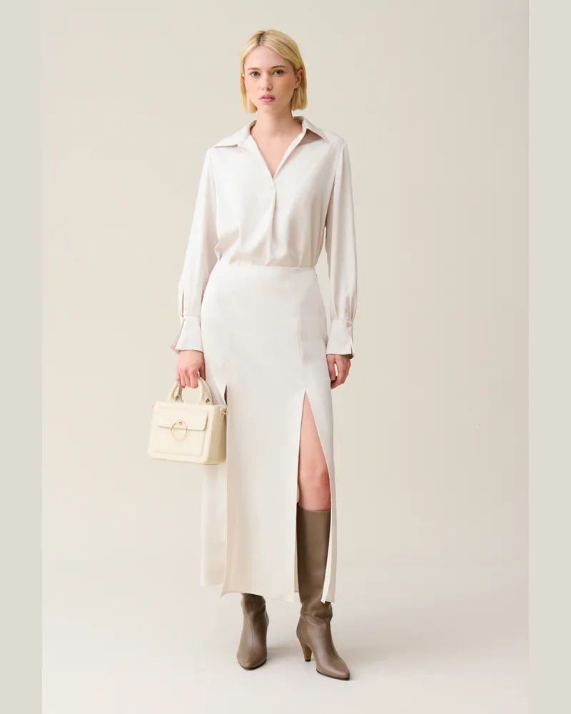 Claudie Pierlot Langer, fließender Faltenrock Beige