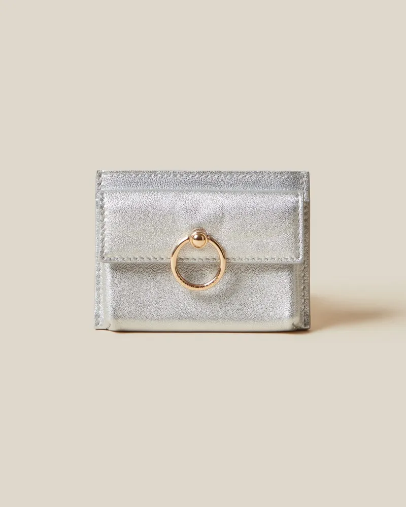 Claudie Pierlot Silberne Anouck Leder-Kartenhalter Silber