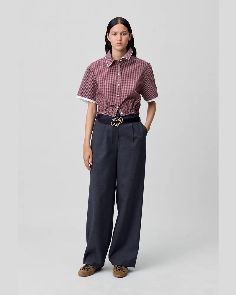 Claudie Pierlot Kurzes kariertes Hemd Print