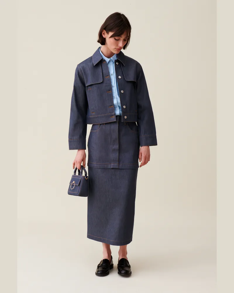 Claudie Pierlot Weite dunkelblaue Jeansjacke Denim