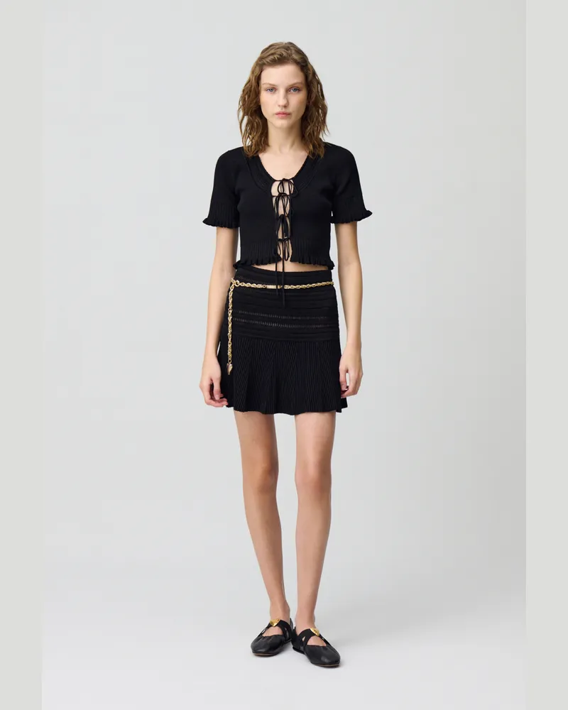 Claudie Pierlot Feinstrick-Top mit Schleifen Schwarz