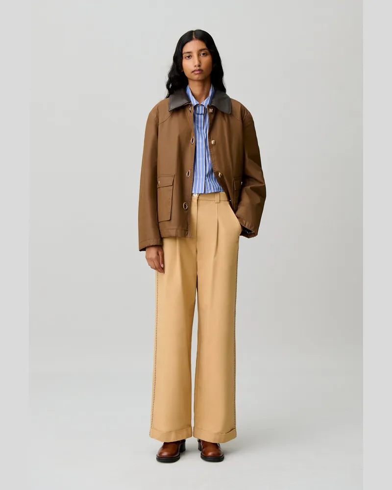 Claudie Pierlot Gerade Hose mit Falten Beige