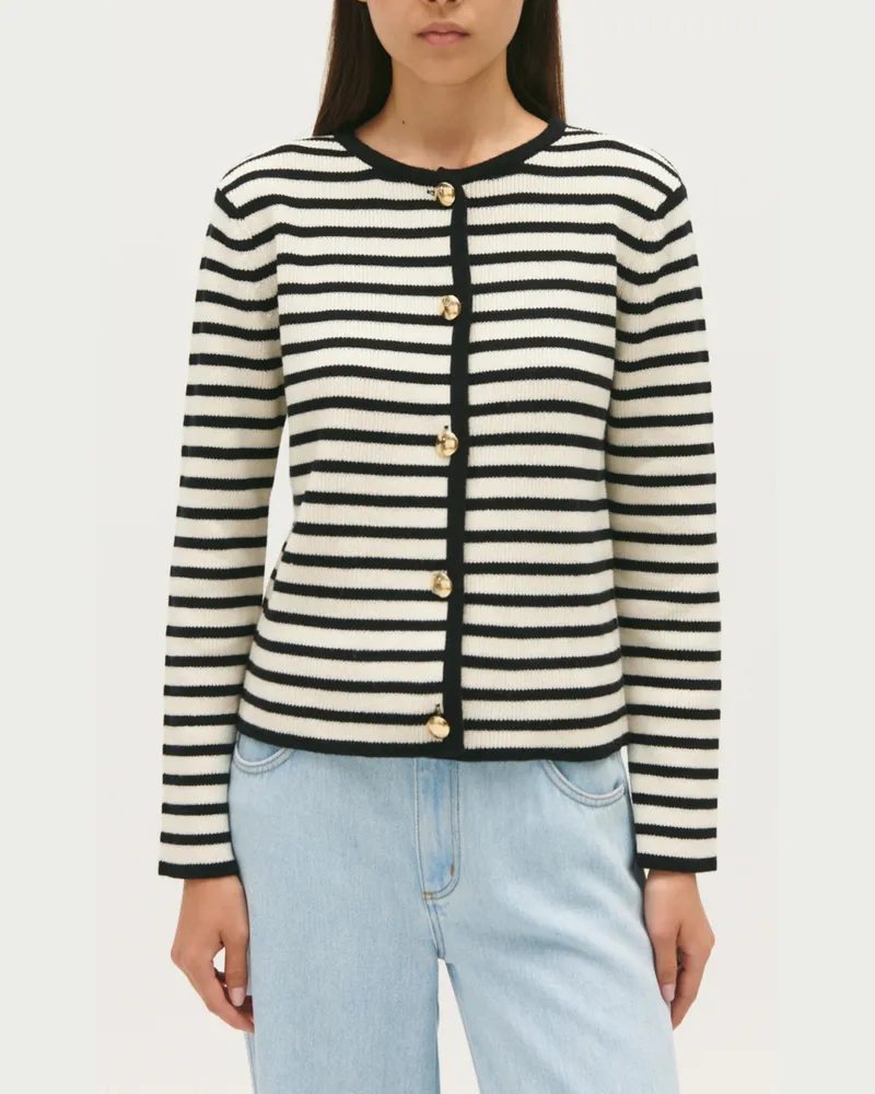 Claudie Pierlot Zweifarbig gestreifter Cardigan Zweifarbig