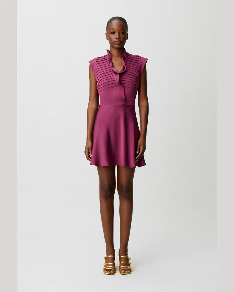 Claudie Pierlot Satinkleid mit Volantkragen Hortensia