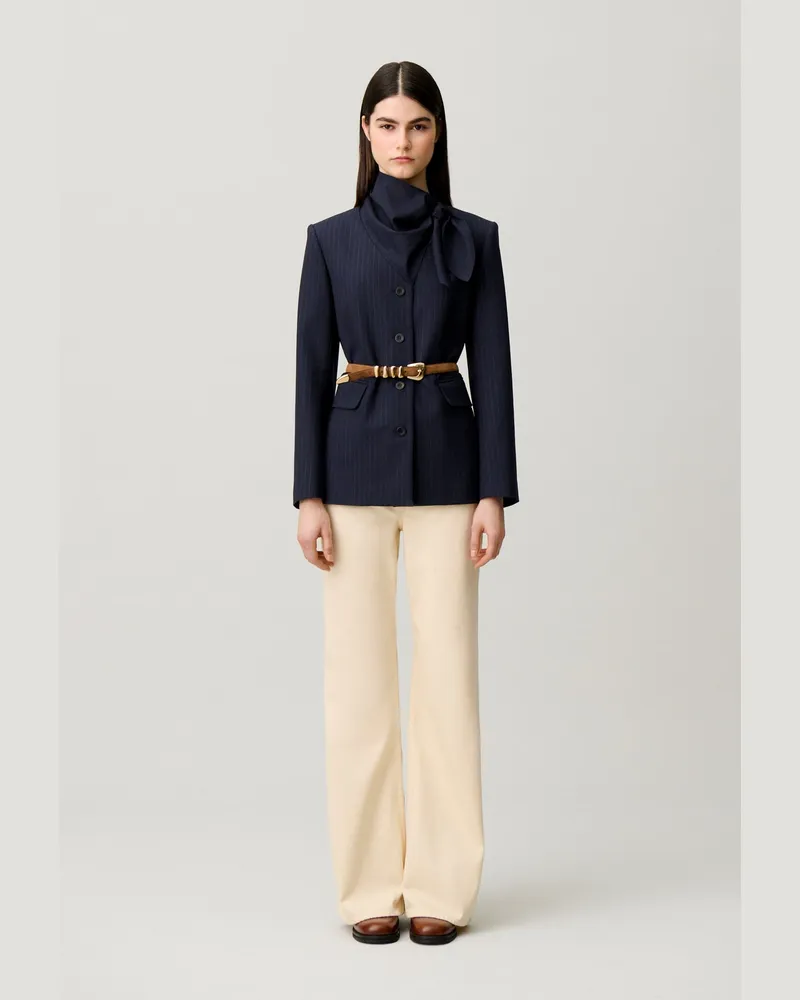 Claudie Pierlot Wolljacke mit abnehmbarem Tuch Zweifarbig