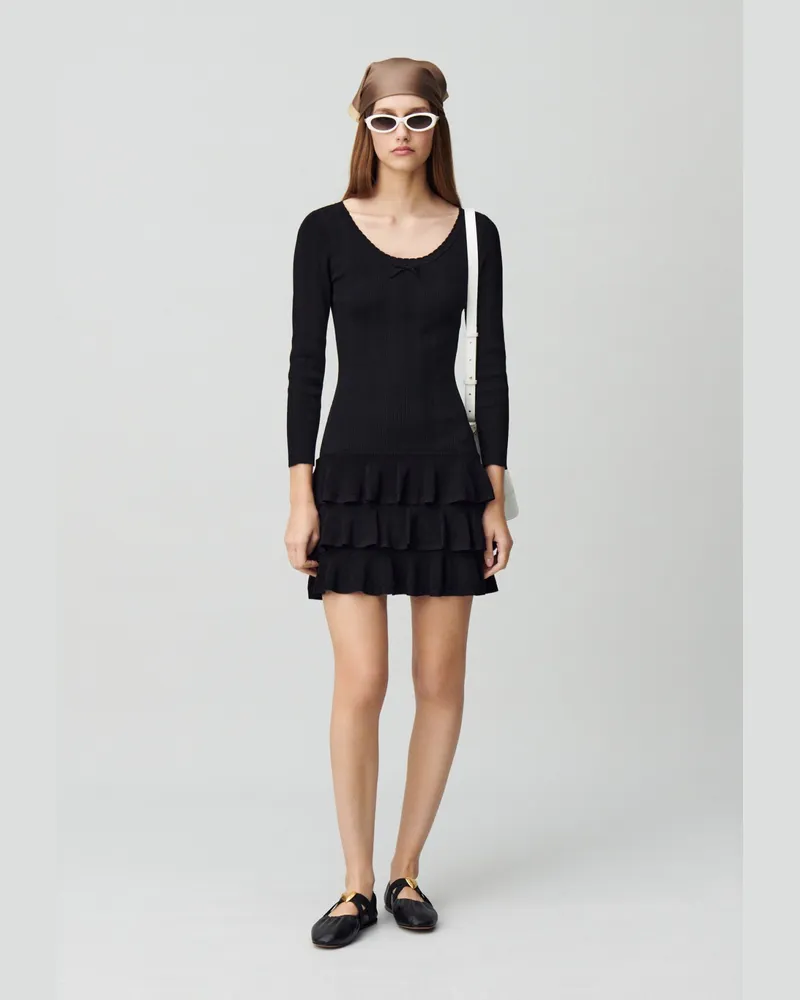 Claudie Pierlot Kurzes Strickkleid Schwarz