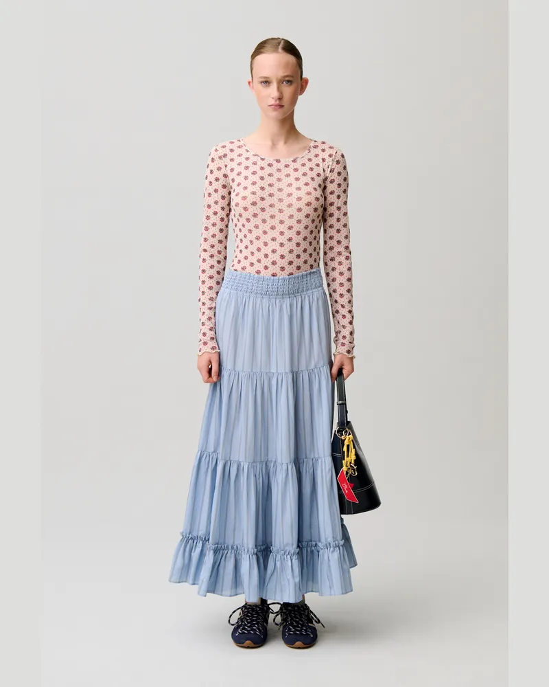 Claudie Pierlot Langer gestreifter Rock Zweifarbig