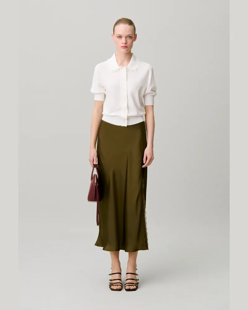 Claudie Pierlot Satinrock mit Spitze Bronze