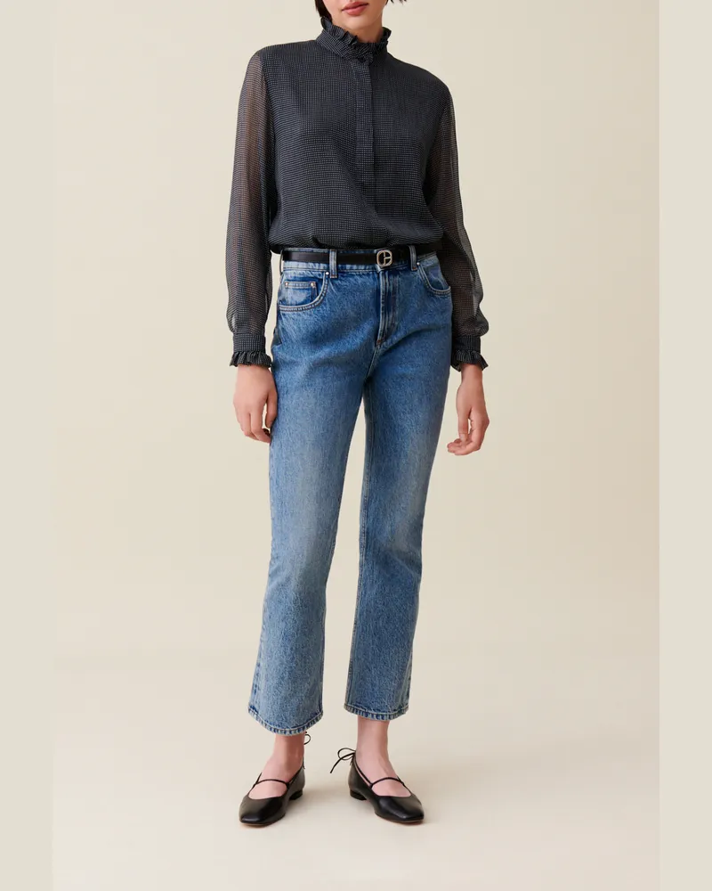 Claudie Pierlot Fließendes Hemd mit Karomuster Marine