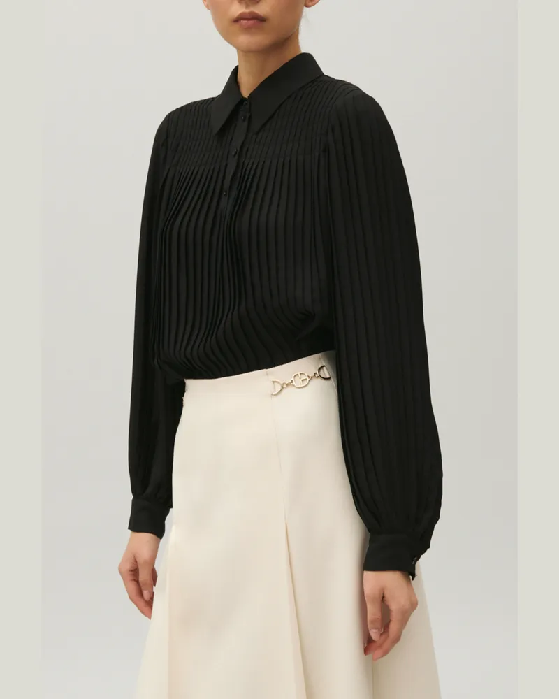 Claudie Pierlot Plissierte Hemdbluse Schwarz