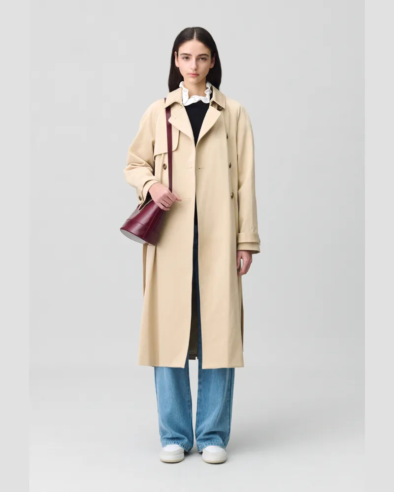 Claudie Pierlot Klassischer 7/8-Trenchcoat Beige