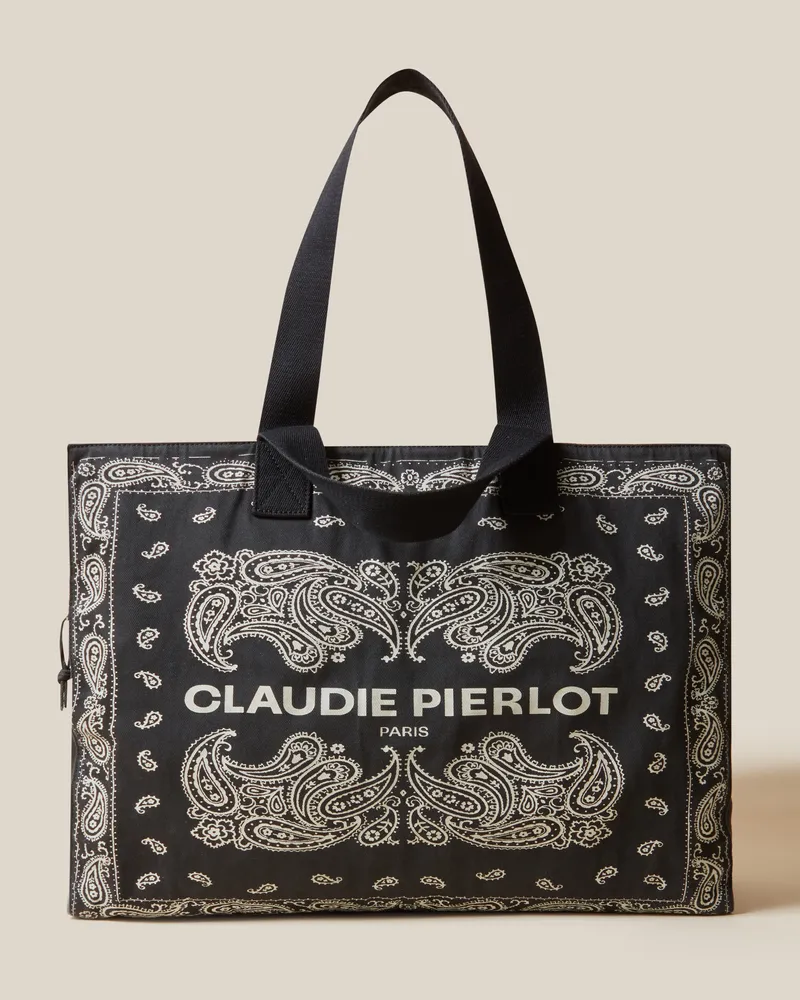 Claudie Pierlot Tote Bag aus recycelter Baumwolle Schwarz