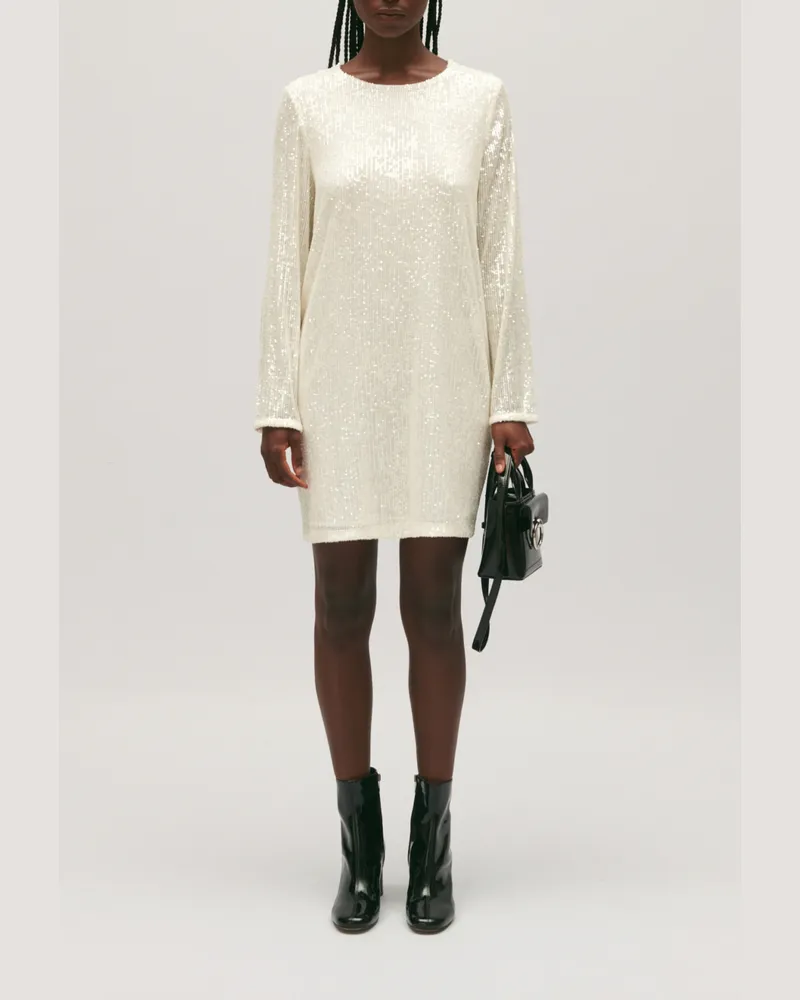 Claudie Pierlot Kurzes Kleid Rififi Pailletten Ecru