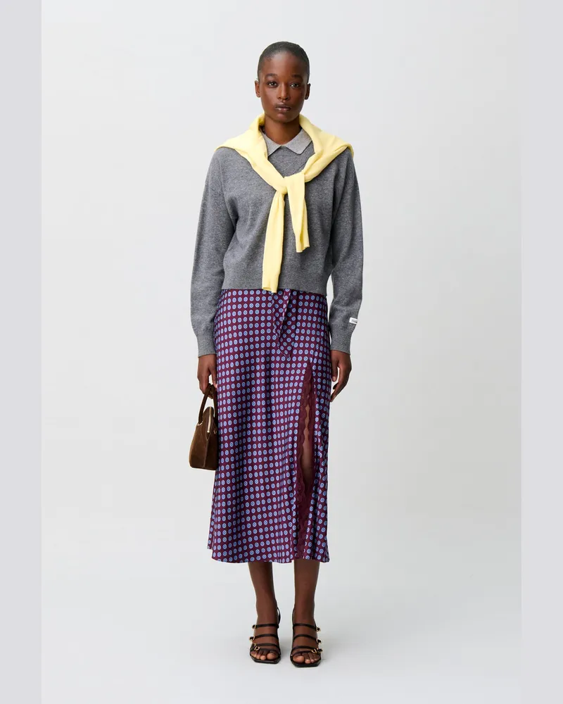 Claudie Pierlot Wollpullover mit V-Ausschnitt Grau