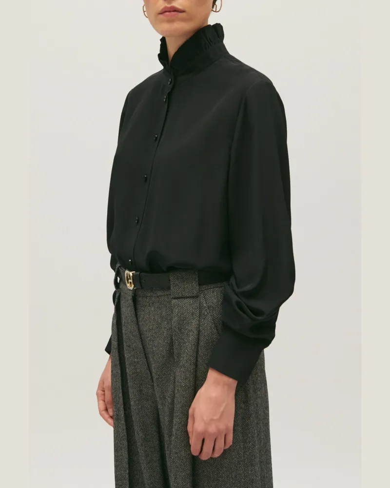 Claudie Pierlot Hemd mit viktorianischem Kragen Schwarz