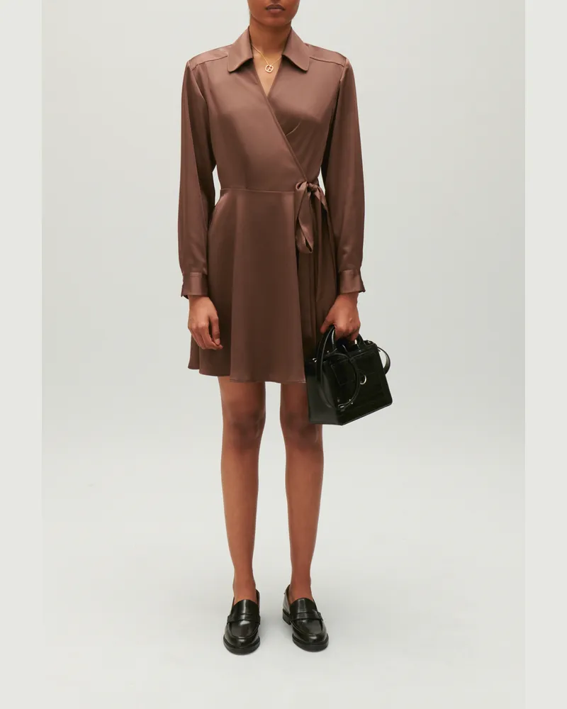 Claudie Pierlot Kurzes fließendes Kleid Rixie in Braun Marron