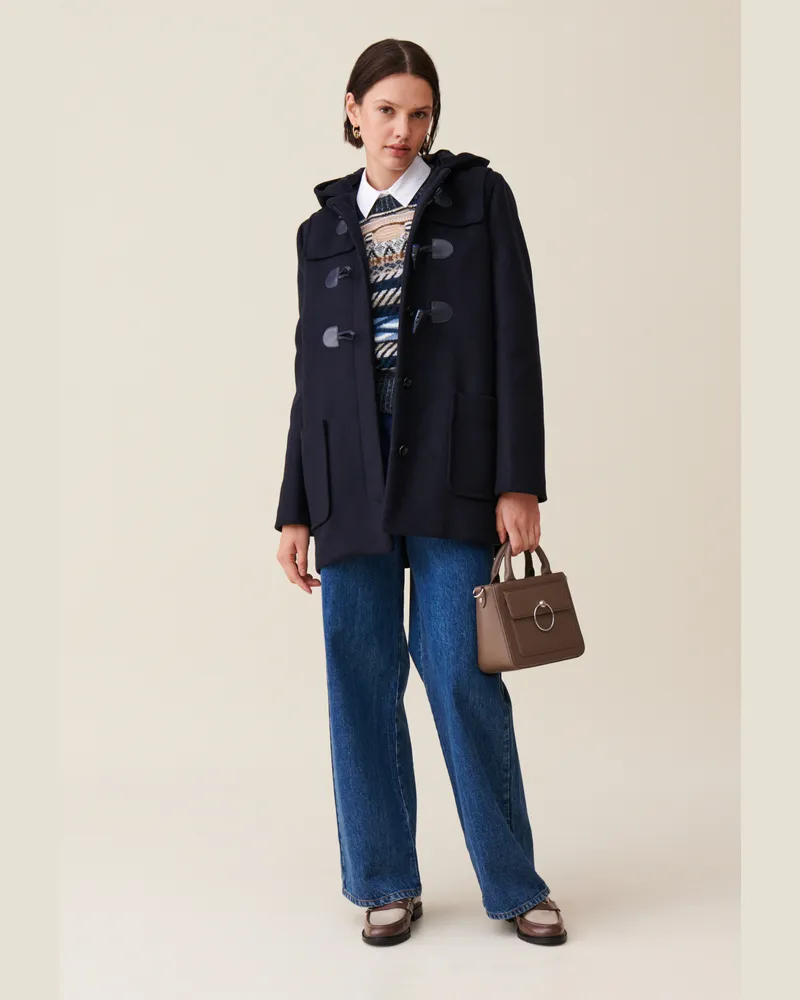 Claudie Pierlot Kurzmantel Kapuze in Marineblau Marine