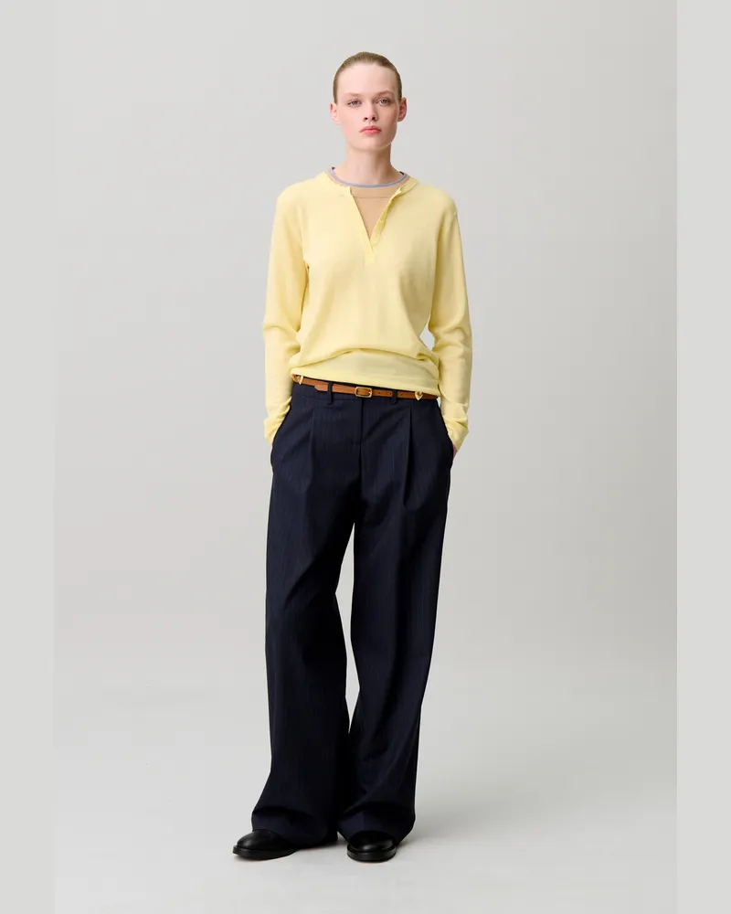 Claudie Pierlot Wollpullover mit Lagenkragen Jaune