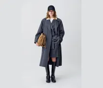 Langer Wollmantel mit Gürtel