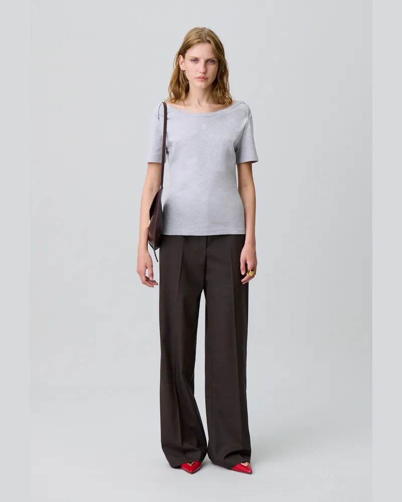 Claudie Pierlot Baumwoll-T-Shirt Grau