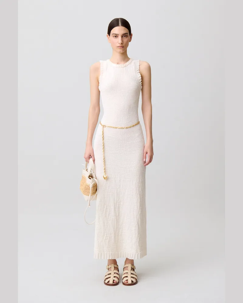Claudie Pierlot Langes Strickkleid Ecru