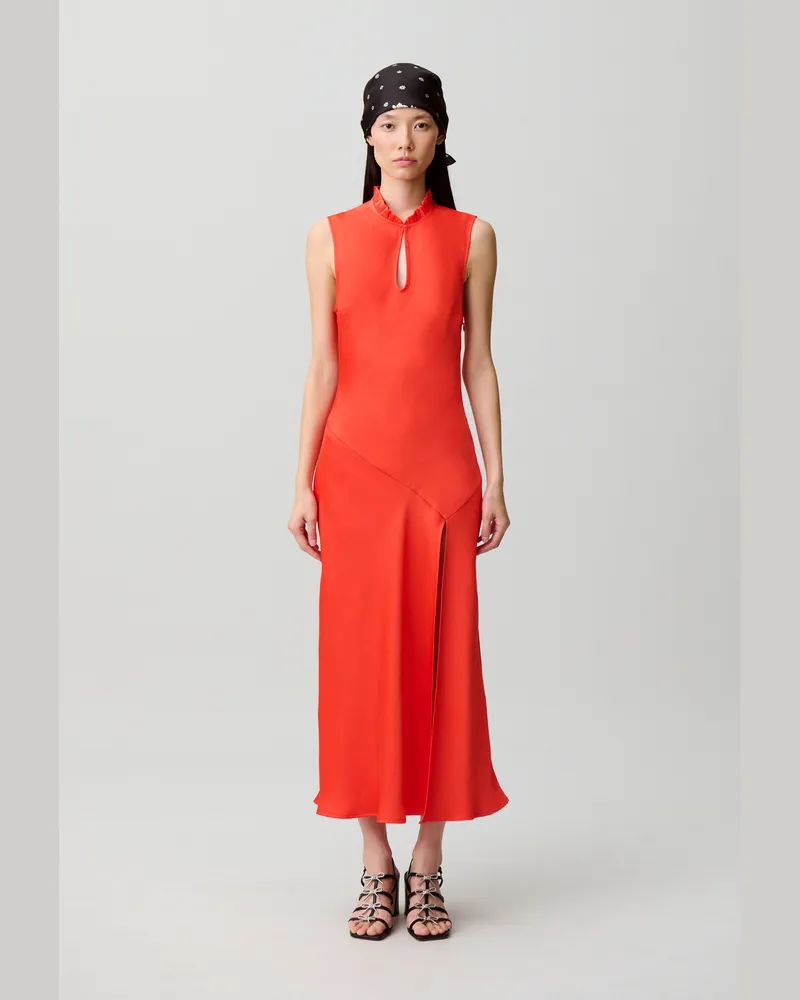 Claudie Pierlot Fließendes Midi-Kleid Tangerine
