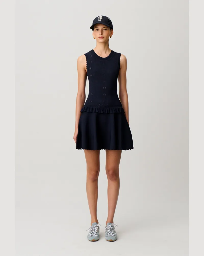 Claudie Pierlot Strickkleid mit Volant Marine