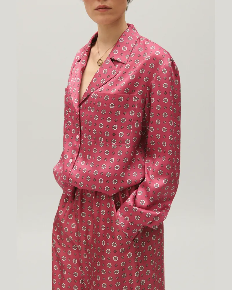Claudie Pierlot Satinierte Hemdbluse mit Print Heller