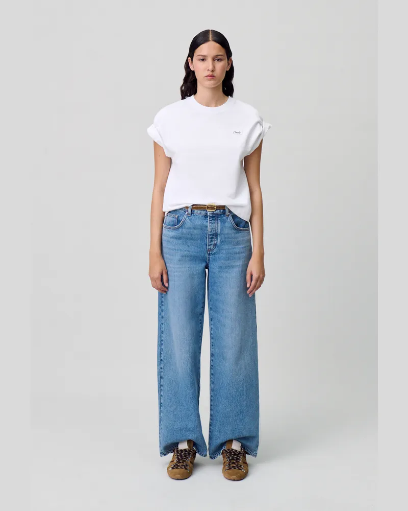Claudie Pierlot Weites Baumwoll-T-Shirt Weiß