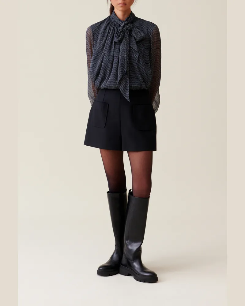 Claudie Pierlot Schwarze High-Waist Shorts Schwarz