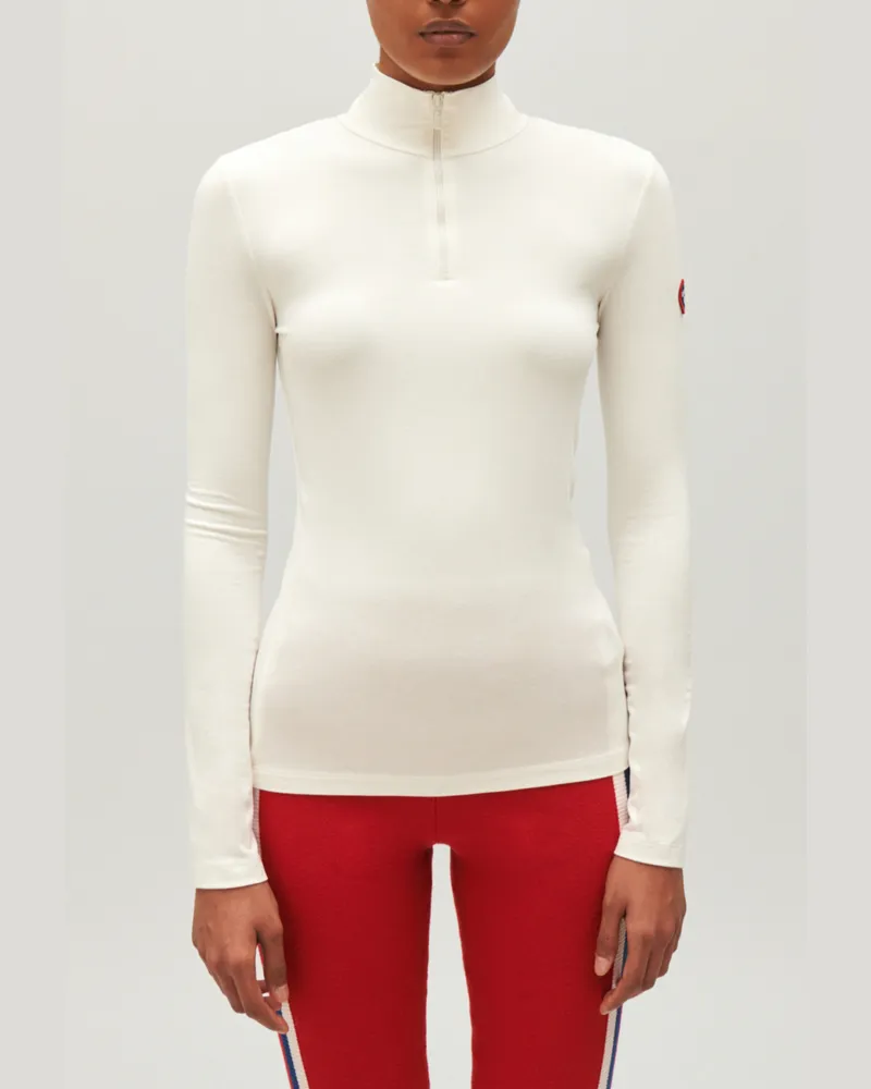 Claudie Pierlot T-Shirt mit Stehkragen Creme-weiß