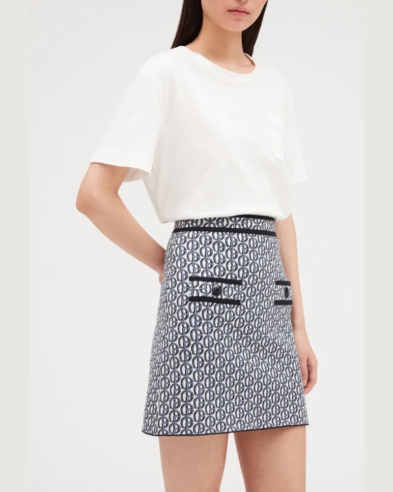 Claudie Pierlot Kurzer Strickrock mit CP-Monogramm Heller
