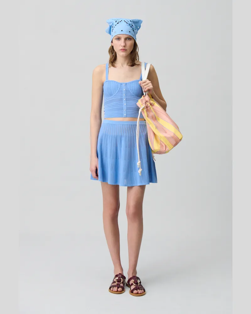 Claudie Pierlot Feinstrick-Top mit Dekolleté Himmel-blau