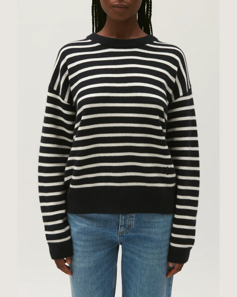 Claudie Pierlot Zweifarbig gestreifter Kaschmirpullover Zweifarbig