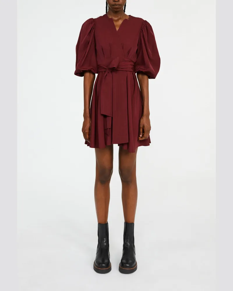 Claudie Pierlot Kurzes burgunderrot Wickelkleid Bordeaux