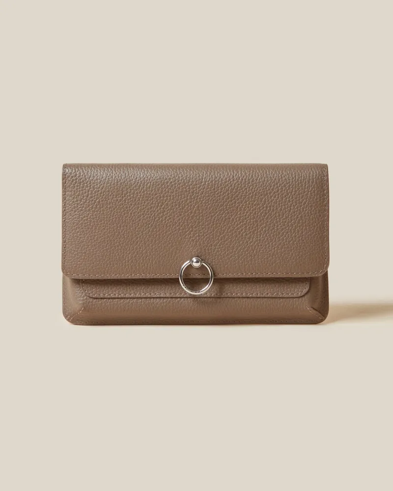 Claudie Pierlot Große Tasche aus genarbtem Leder Taupe