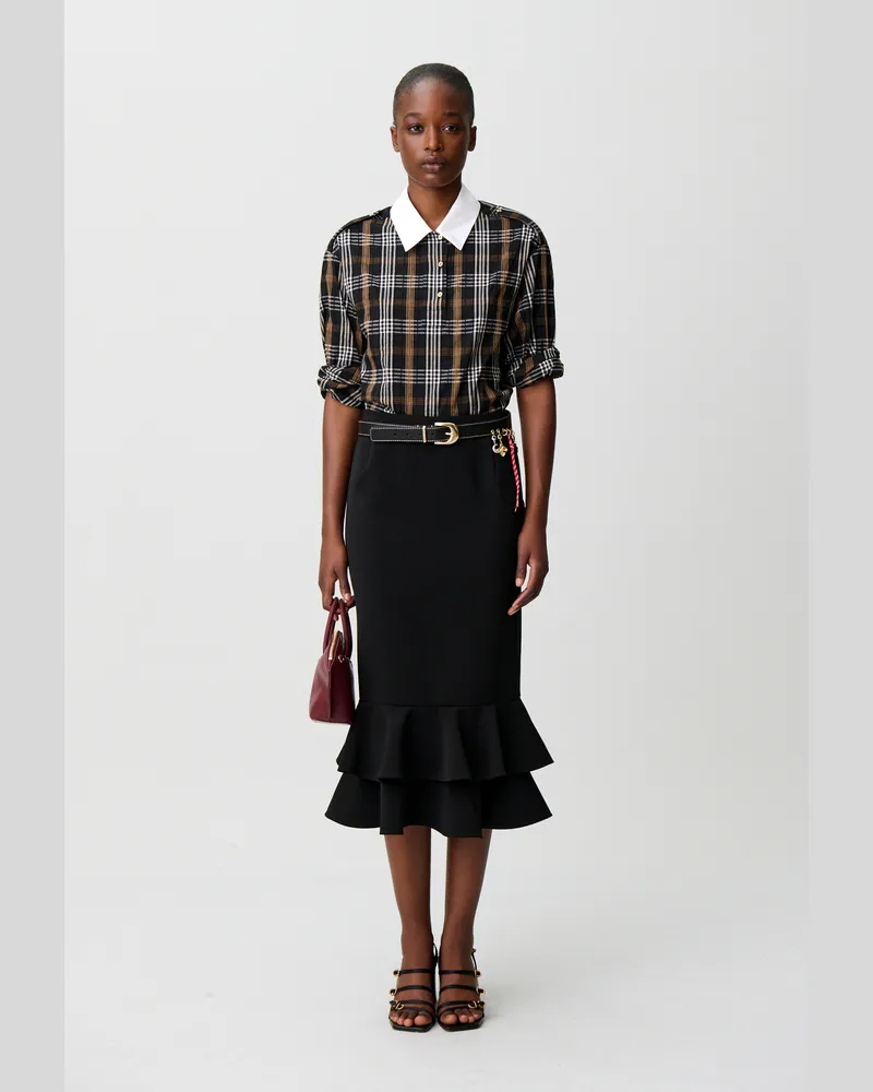 Claudie Pierlot Ausgestellter Midi-Volantrock Schwarz