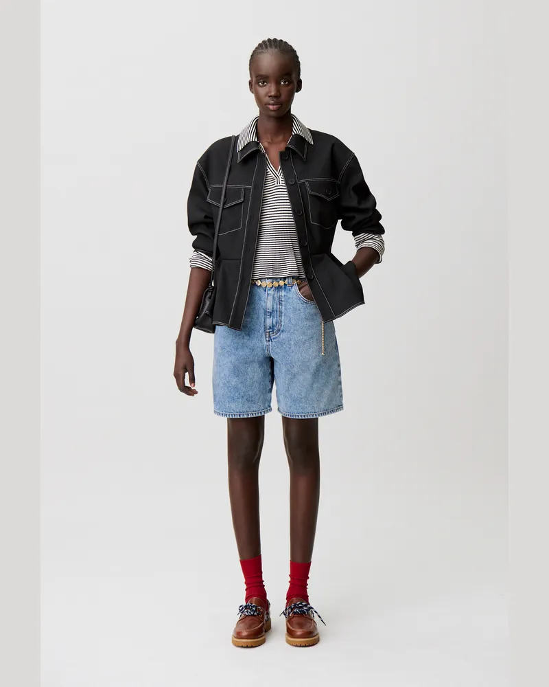 Claudie Pierlot Denim-Shorts mit geradem Bein Denim-blue