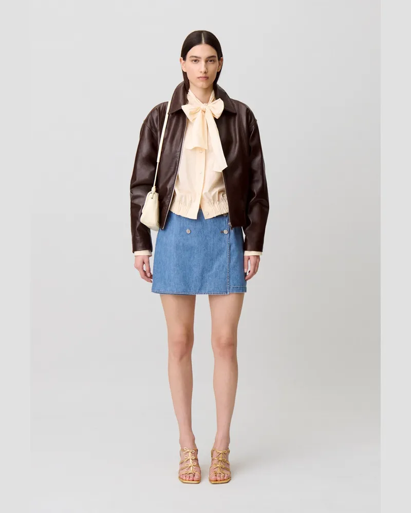 Claudie Pierlot Popeline-Bluse mit Schluppenkragen Vanille