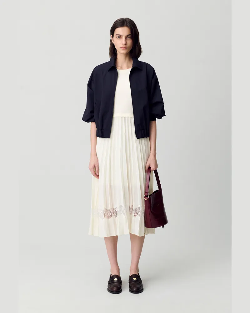Claudie Pierlot Twist Zweifarbige Midikleid elfenbein Elfenbein