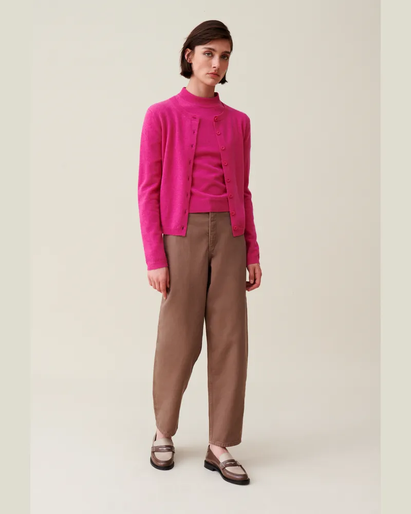Claudie Pierlot Wollcardigan mit CP-Stickerei Rosa