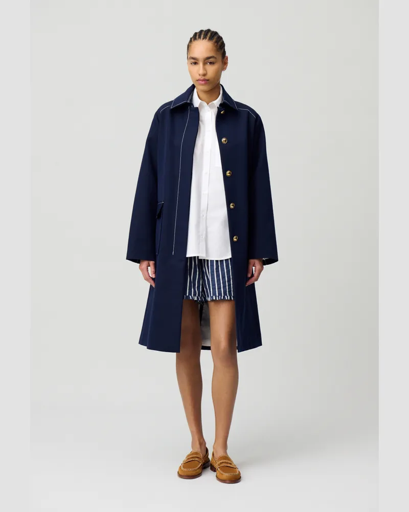 Claudie Pierlot Mittellanger taillierter Trenchcoat Marine