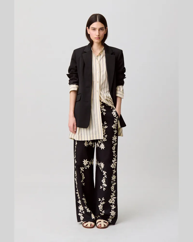 Claudie Pierlot Weite Hose mit Blumen Dunkler