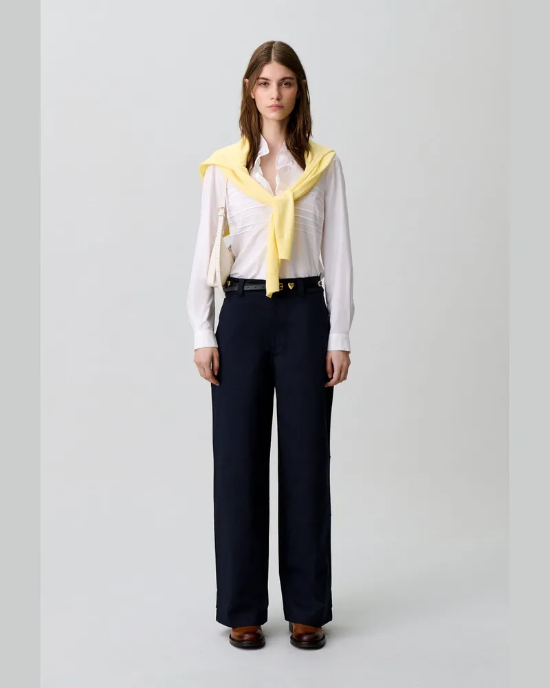 Claudie Pierlot Gabardine-Hose aus Baumwolle Marine
