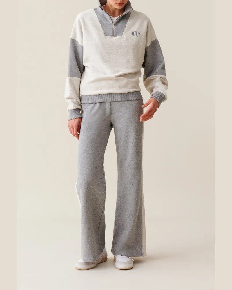 Claudie Pierlot Hochkragen-Sweatshirt mit Zip Grau-meliert