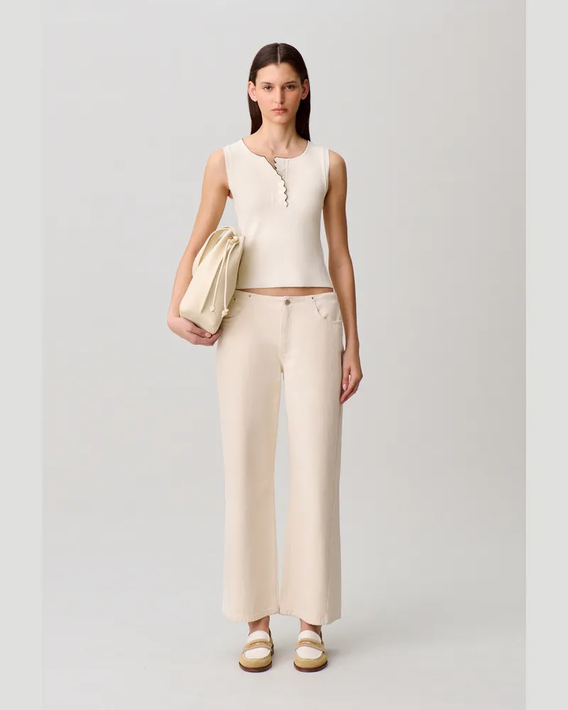 Claudie Pierlot Top aus ecrufarbenem Strick Ecru